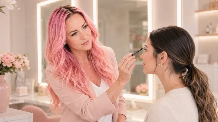 Cristianne Love working with a permanent makeup client
