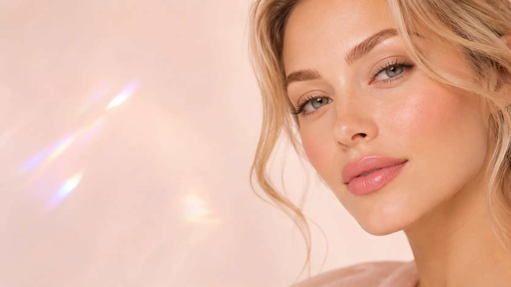 Soft pink lip blush permanent makeup result